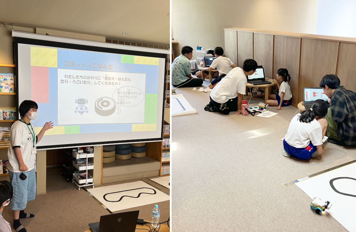 電子ロボット工学科の学生が小学生にレゴプログラミング講座を実施